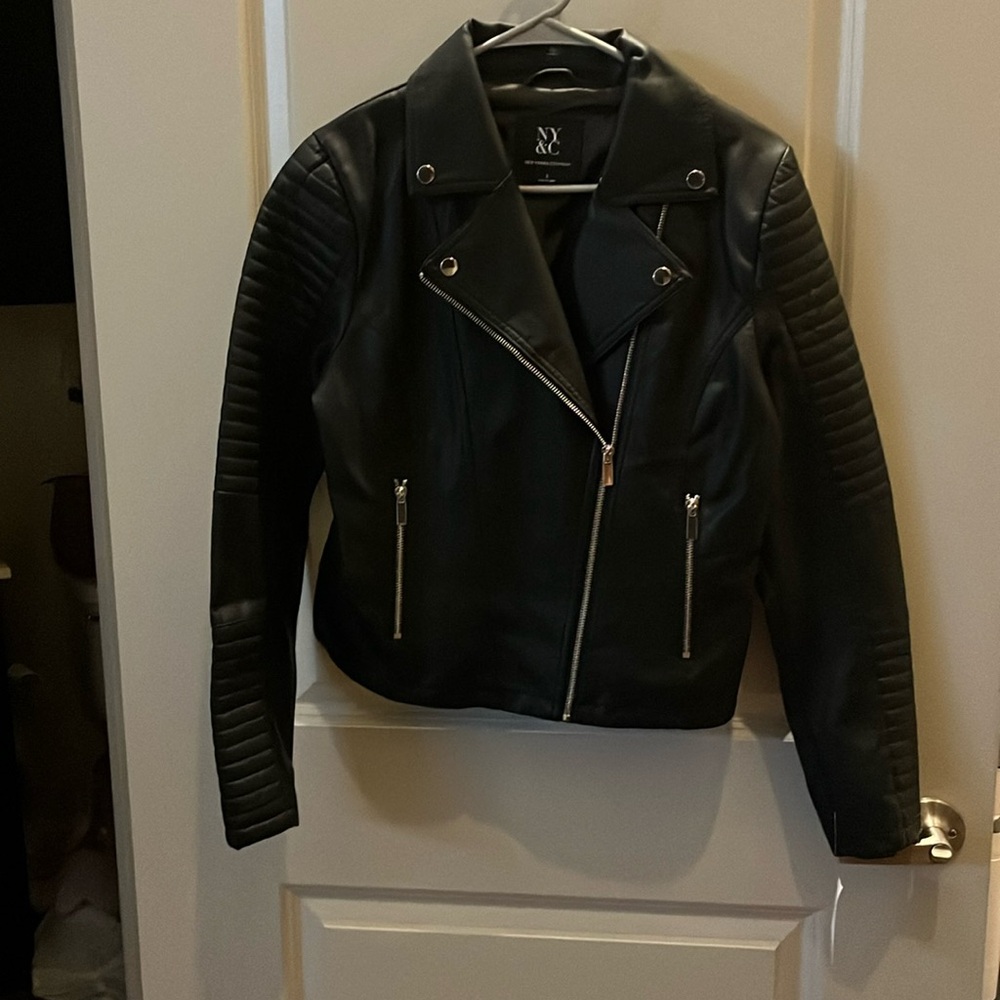 NWT Black faux  leather jacket